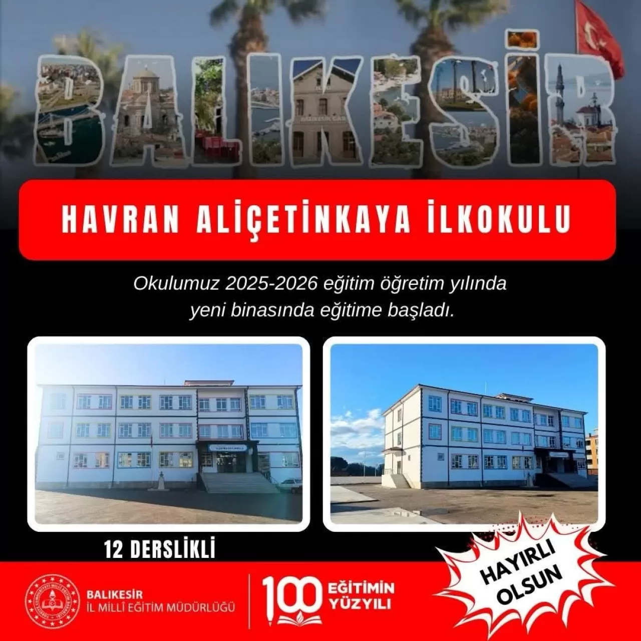 Havran Aliçetinkaya İlkokulu Yeni Binasında Eğitime Başladı