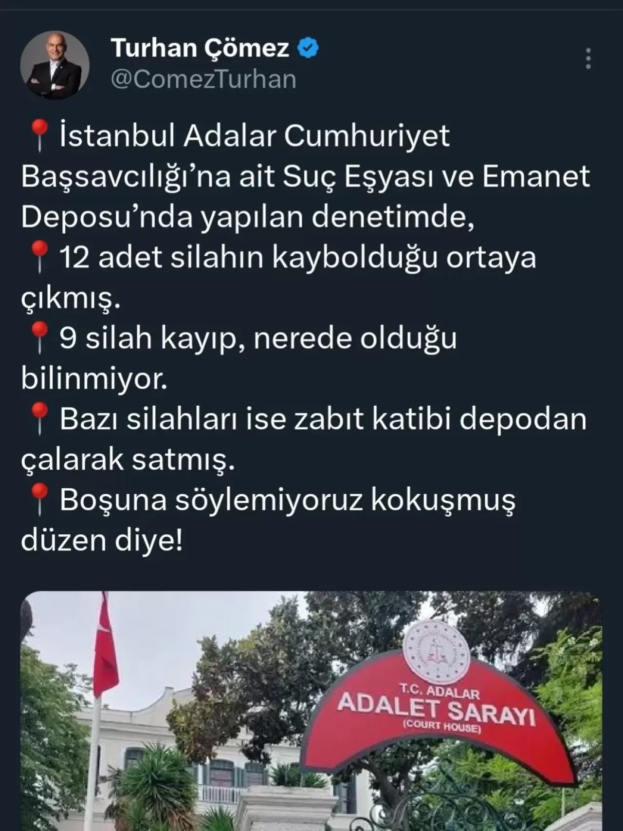 Adalar'da Adliye Deposundan 12 Silah Kayboldu