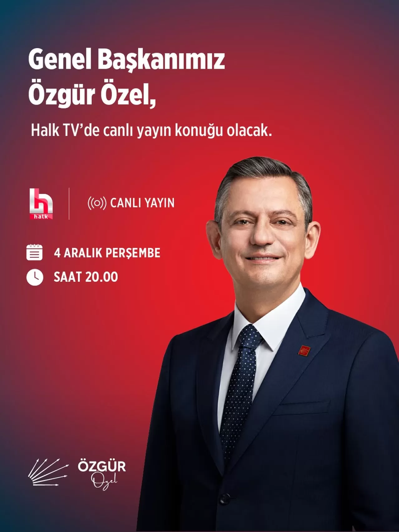 CHP Lideri Özgür Özel, Bugün Halk TV'de Canlı Yayında