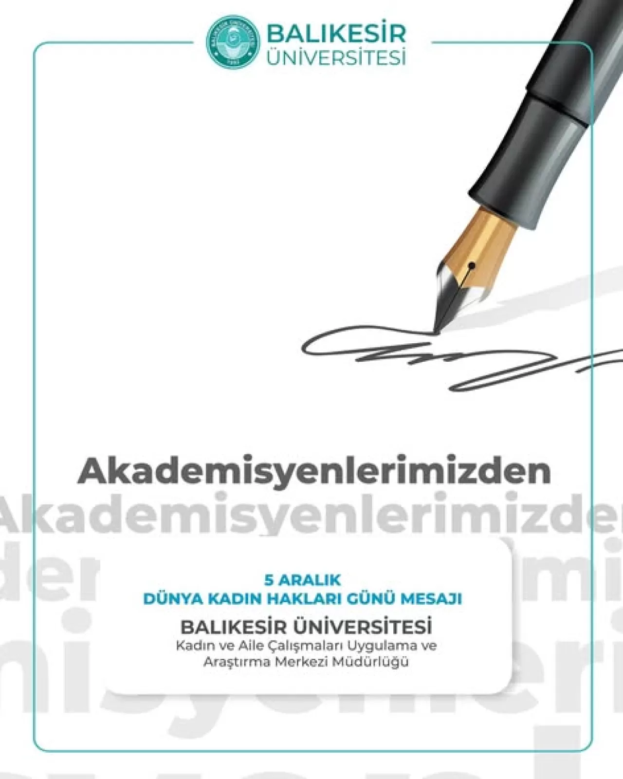 Balıkesir Üniversitesi'nden 5 Aralık Dünya Kadın Hakları Günü'nde Anlamlı Vurgu
