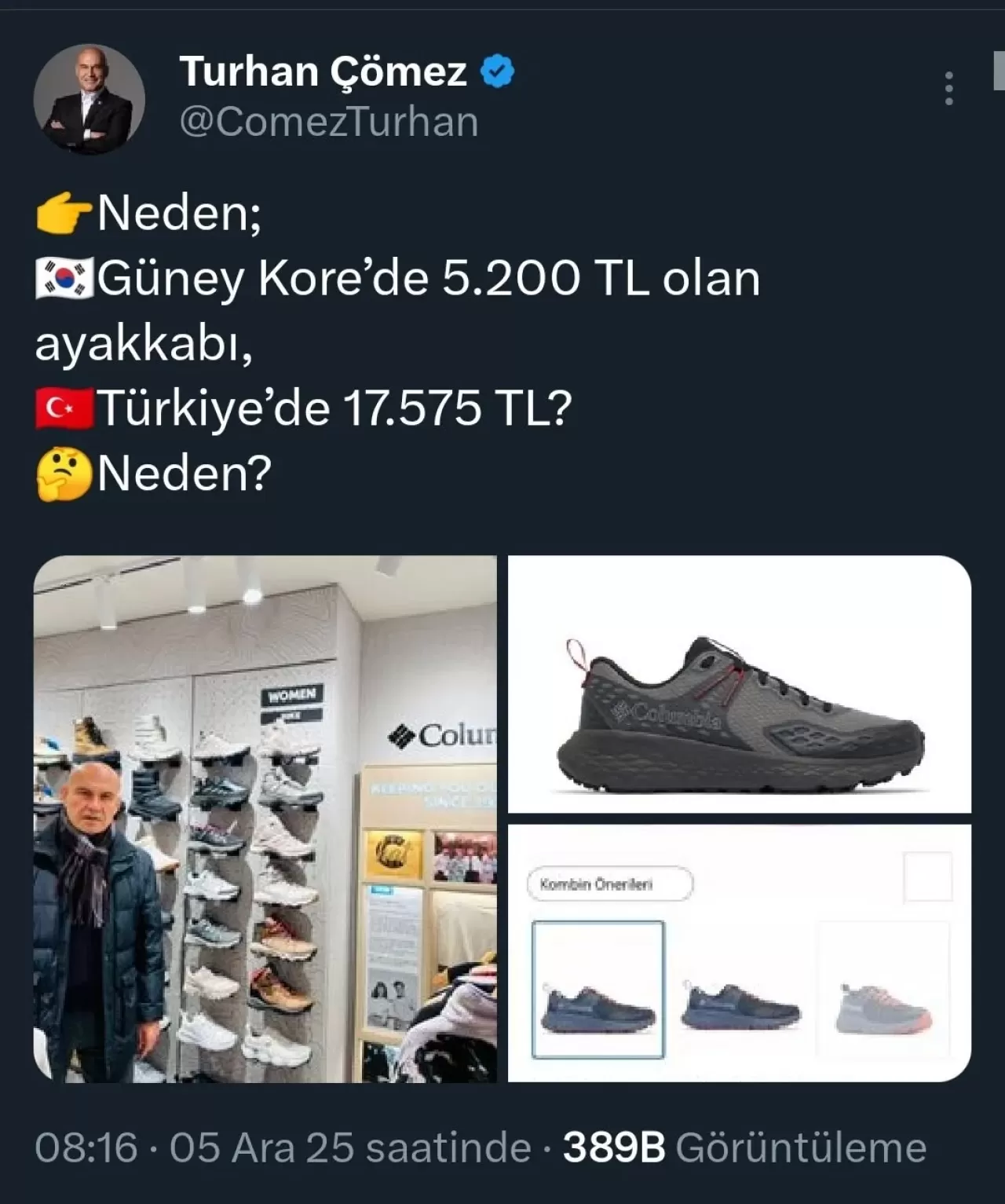 Turhan Çömez'den Ayakkabı Fiyatlarına İlişkin Çarpıcı Soru