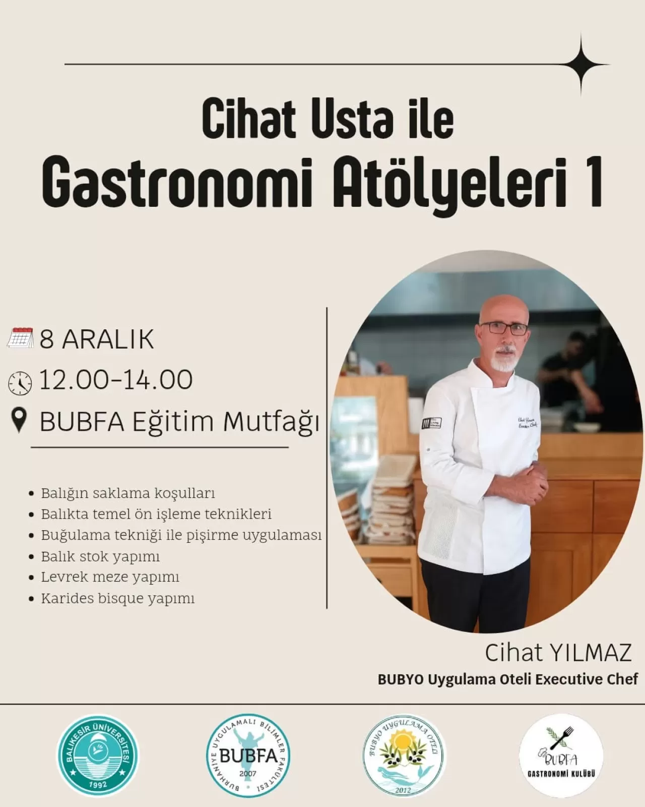 Balıkesir Üniversitesi'nde Gastronomi Atölyeleri Başlıyor