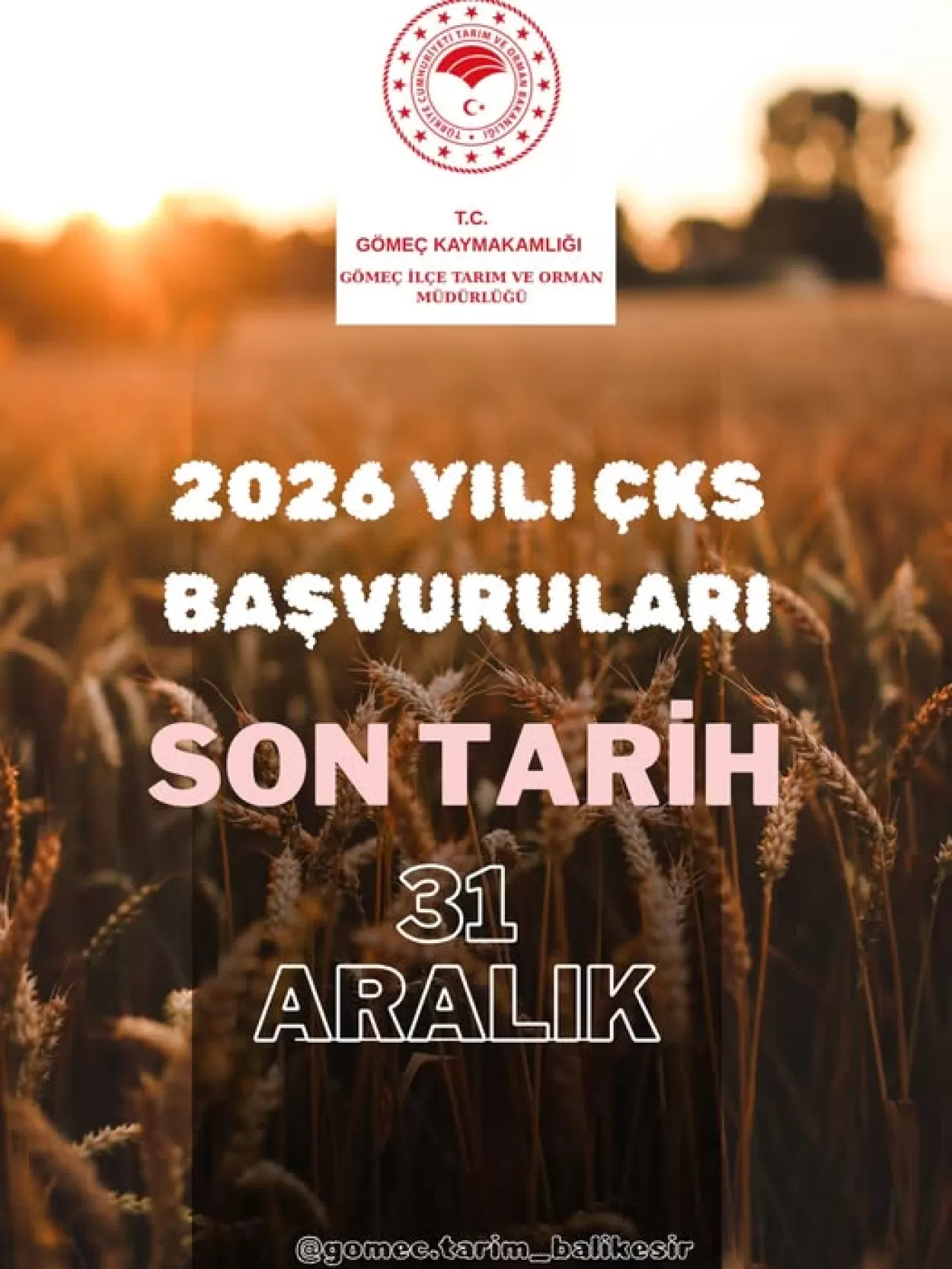 Gömeç'te Çiftçi Kayıt Sistemi Başvuruları İçin Son Tarih 31 Aralık 2025