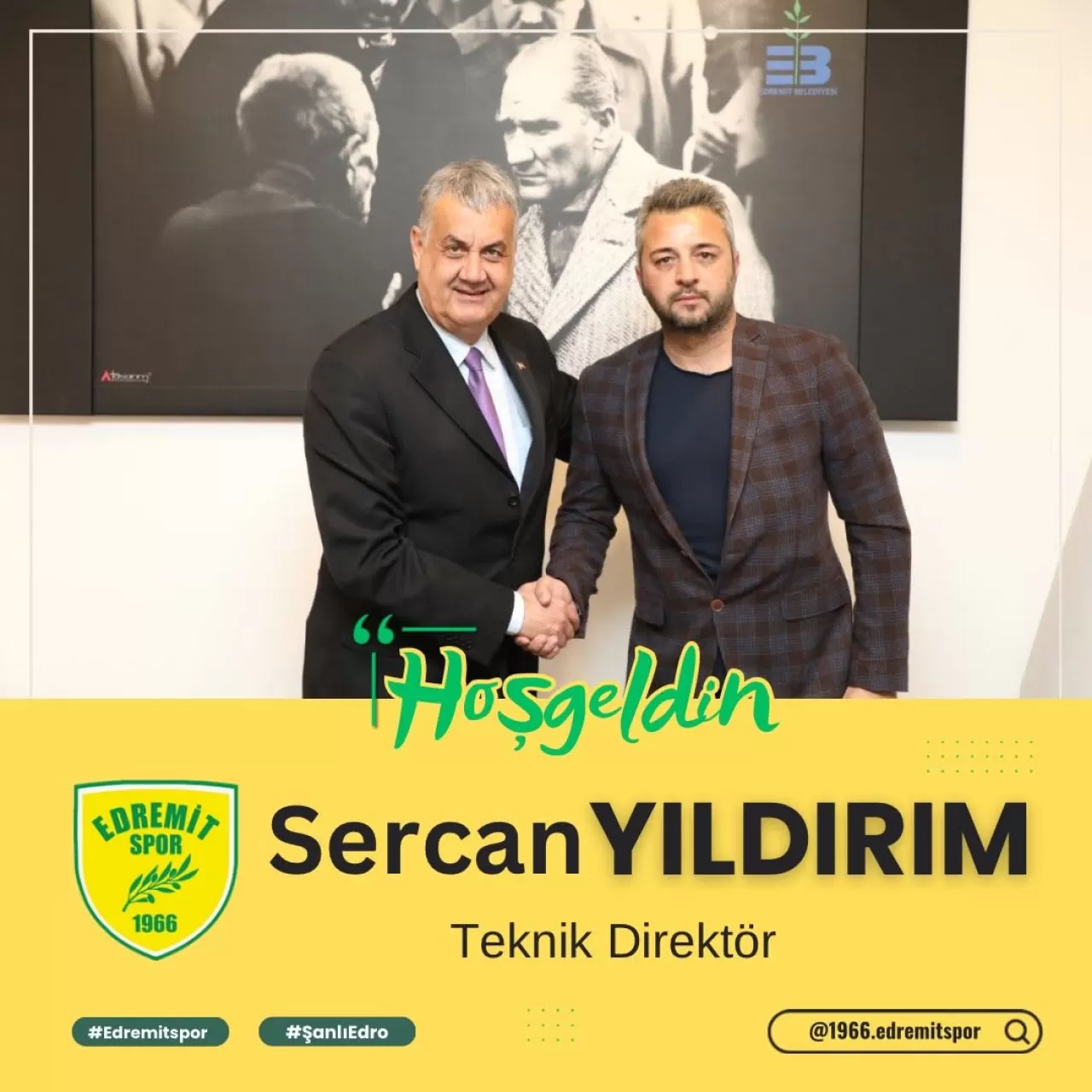 1966 Edremitspor'un Yeni Teknik Direktörü Sercan Yıldırım Oldu