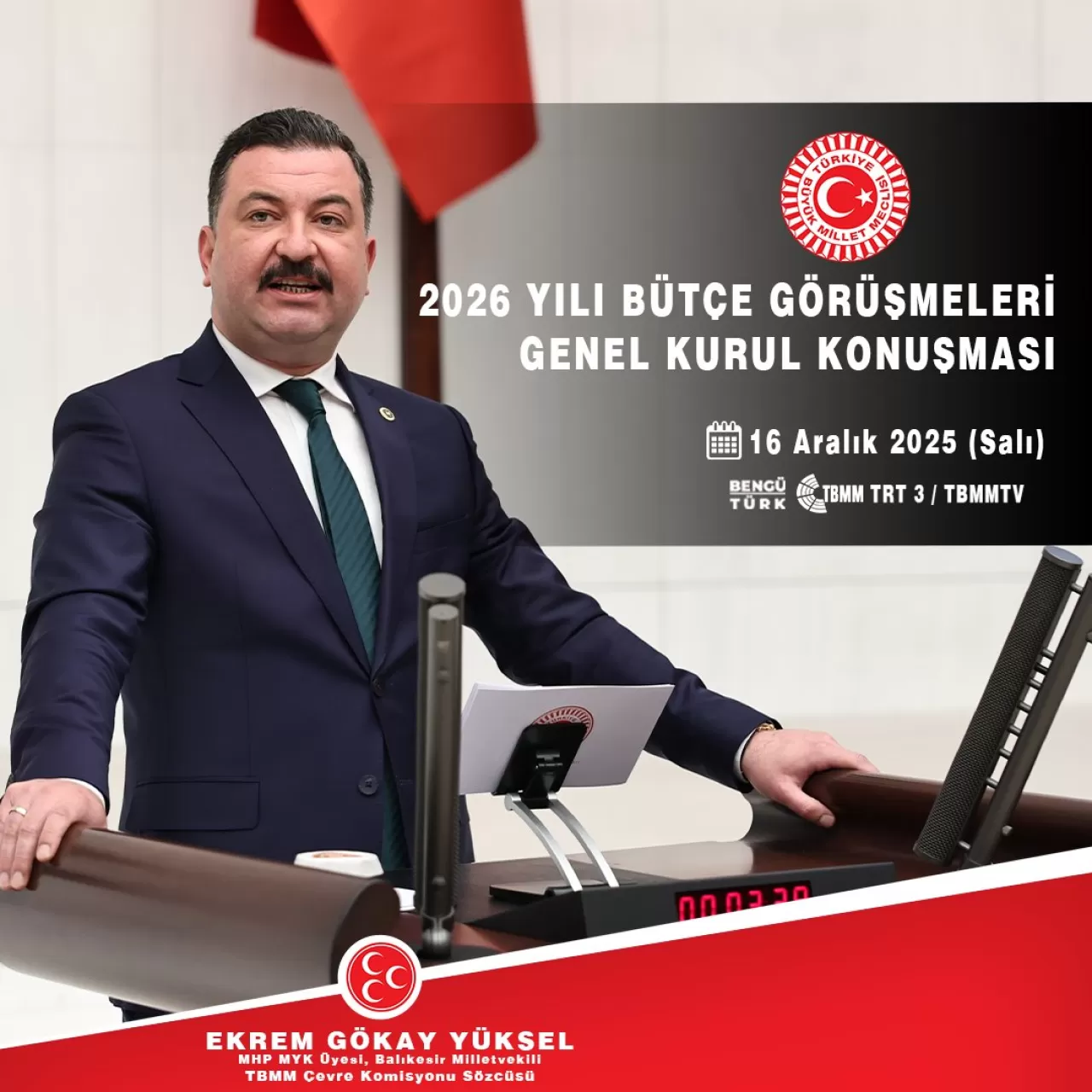 MHP'li Yüksel, 16 Aralık'ta TBMM'de Konuşacak