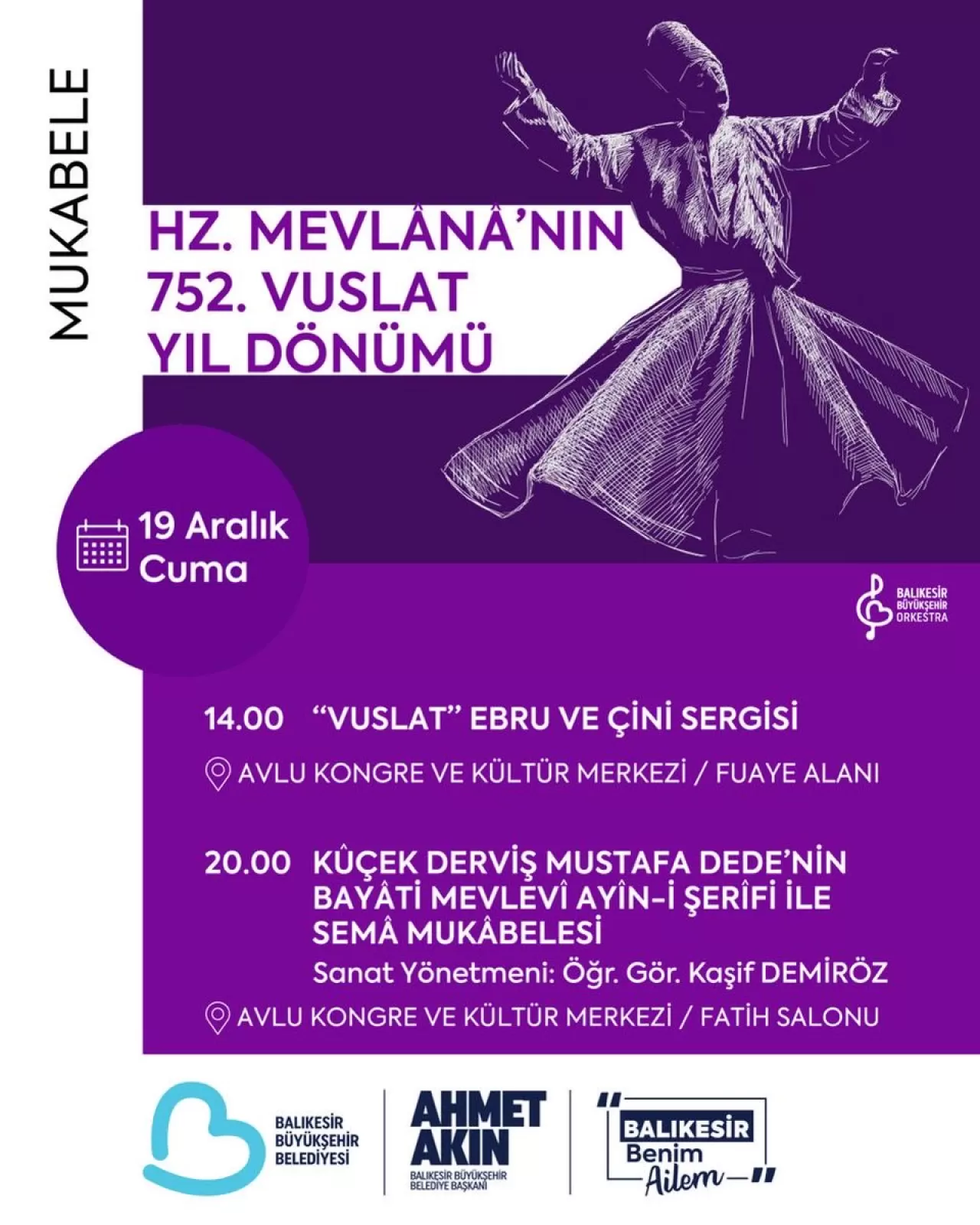 Balıkesir'de Mevlânâ'nın Vuslat Yıldönümü Törenle Anılacak