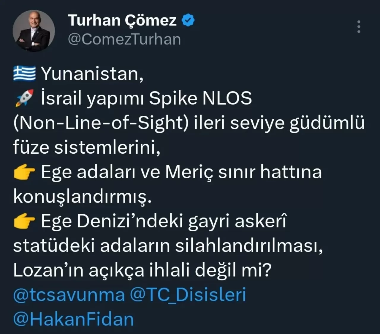 CHP'li Çömez'den Yunanistan'ın Füze Yerleştirmesine İlişkin Lozan Uyarısı