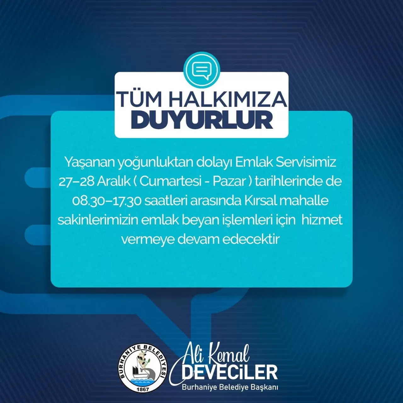 Burhaniye'de Emlak Beyanı İçin Hafta Sonu Hizmeti