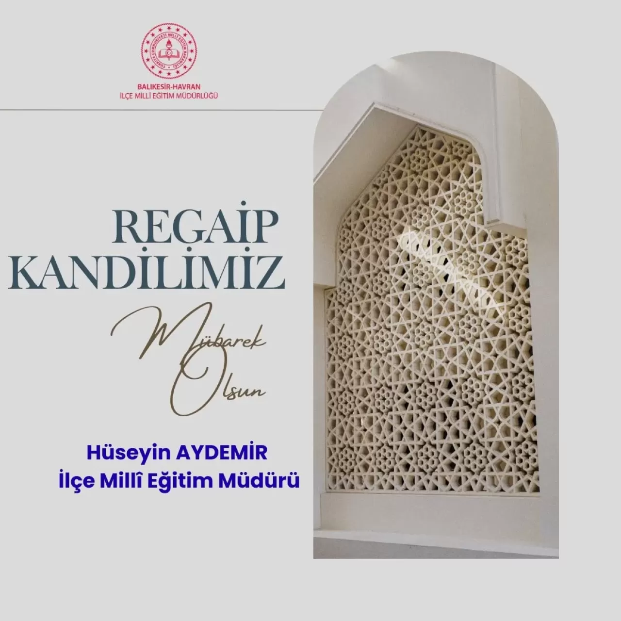 Havran'da Regaip Kandili Mesajı: Bolluk, Bereket ve Huzur Temennisi