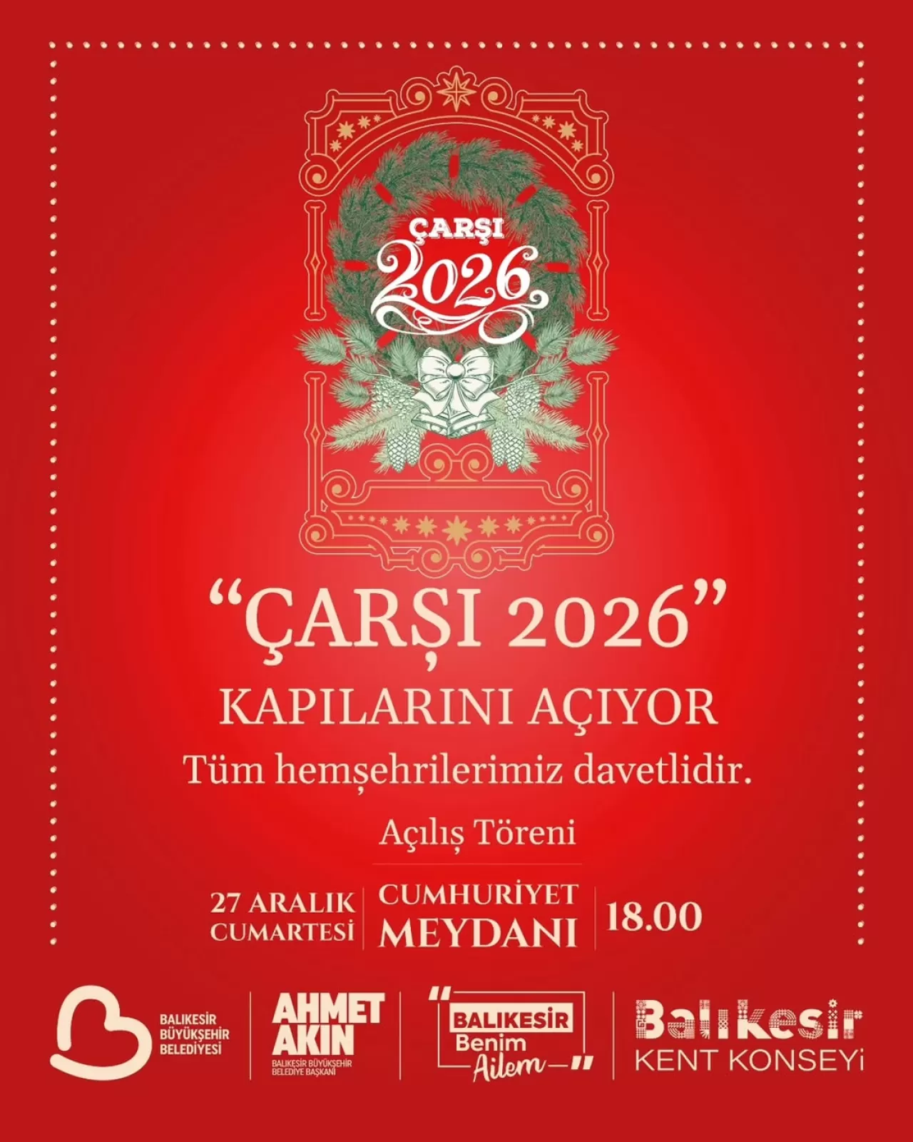 Balıkesir'de Yılbaşı Coşkusu "Çarşı 2026" ile Başlıyor