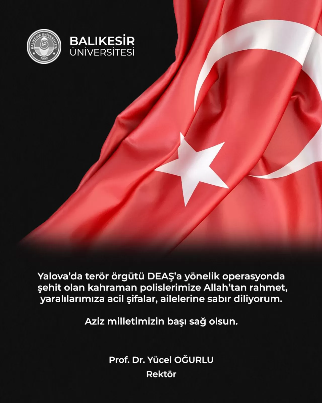 Balıkesir Üniversitesi'nden Anlamlı Mesaj