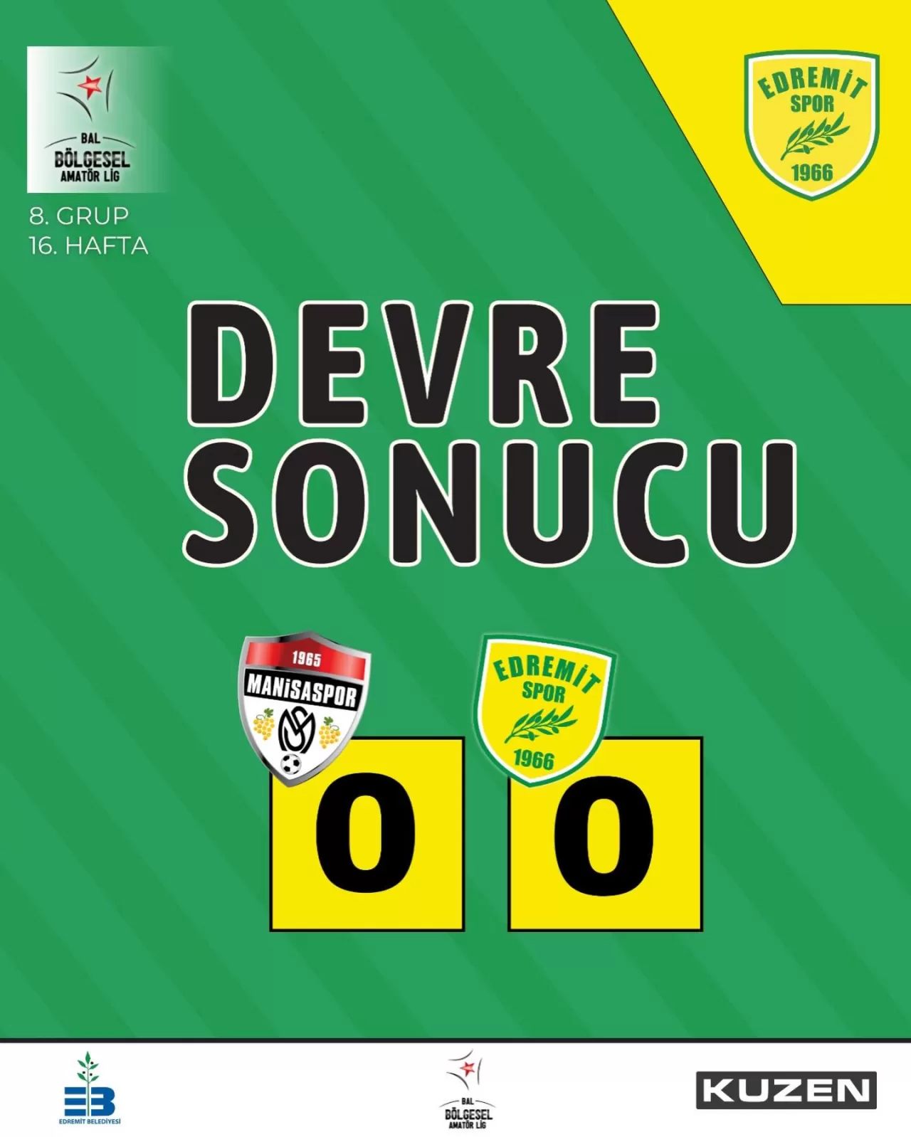 Manisaspor ve Edremitspor Sona Eşitlikle Girdi