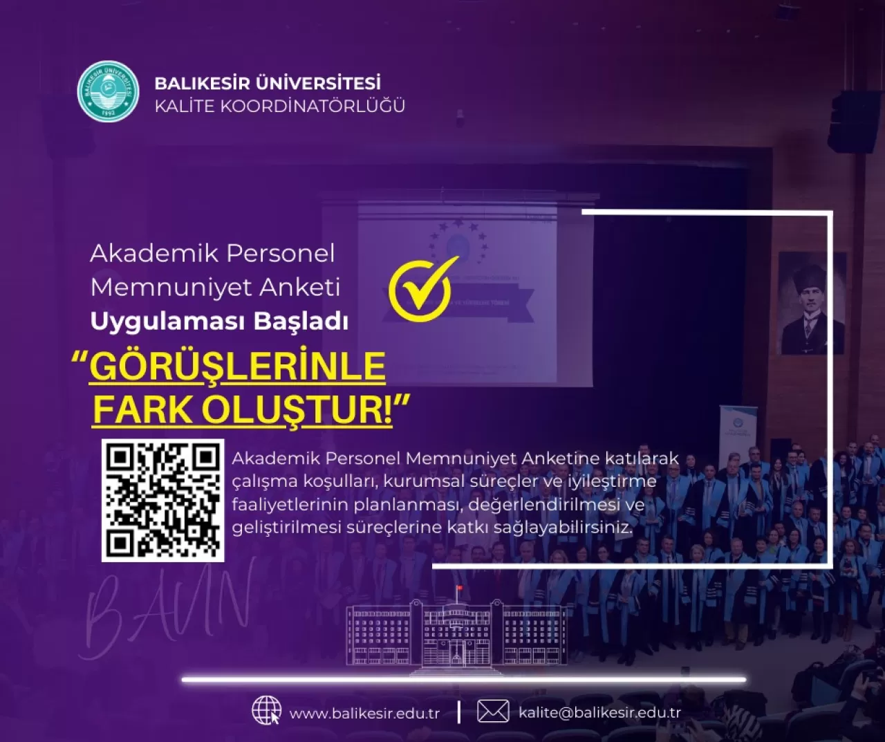 Balıkesir Üniversitesi'nde Akademik Personel Memnuniyeti Araştırılıyor