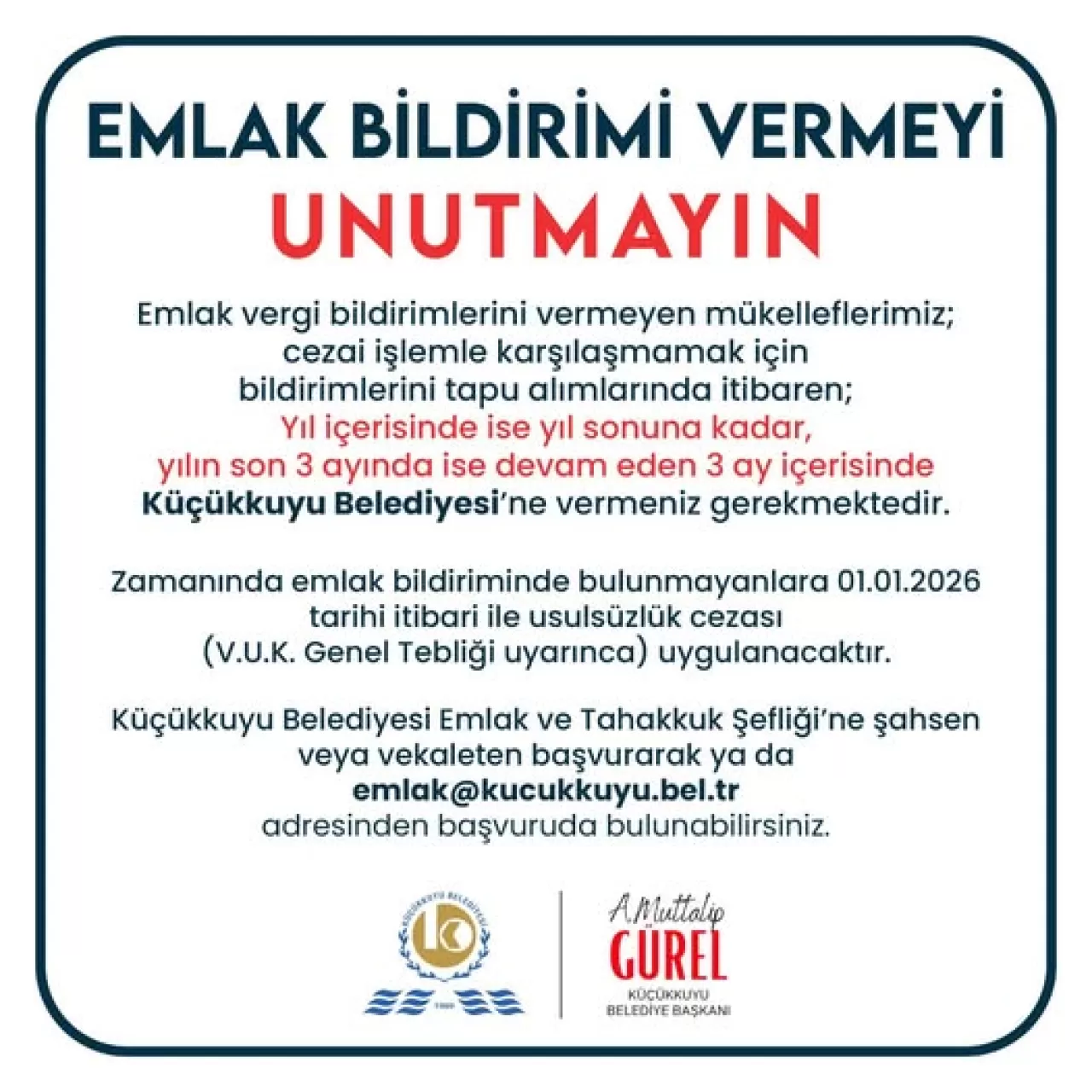 Küçükkuyu'da Emlak Vergisi Bildirim Zamanı!