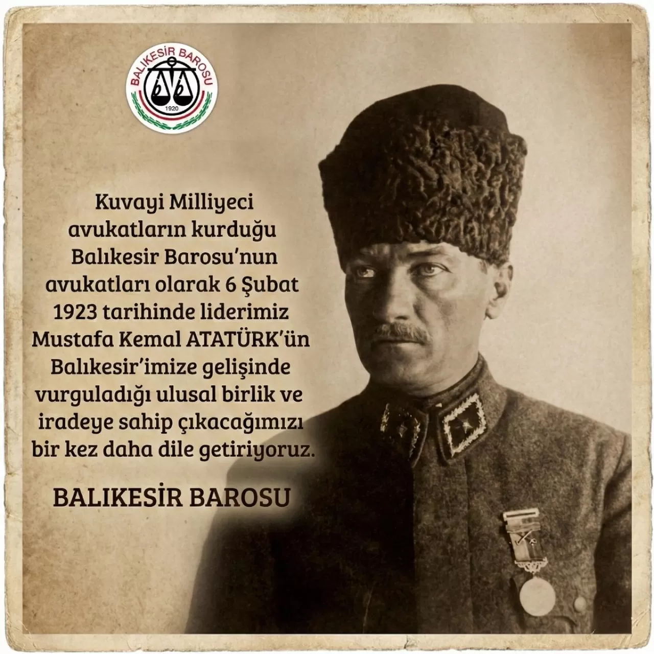 Balıkesir Barosu'ndan 6 Şubat Anması: Ulusal Birlik ve İradeye Sahip Çıkıyoruz