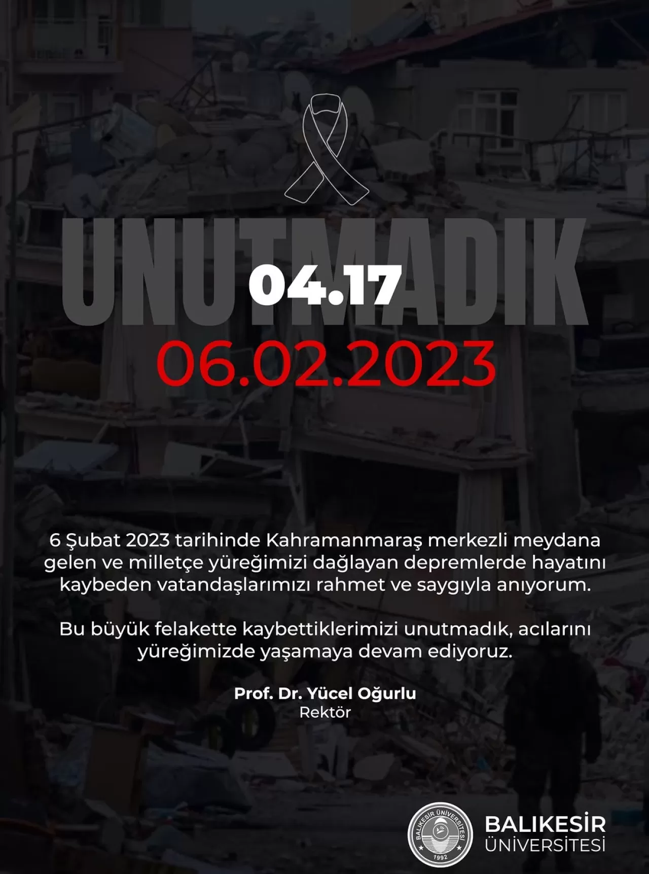 Balıkesir Üniversitesi Rektöründen Önemli Mesaj