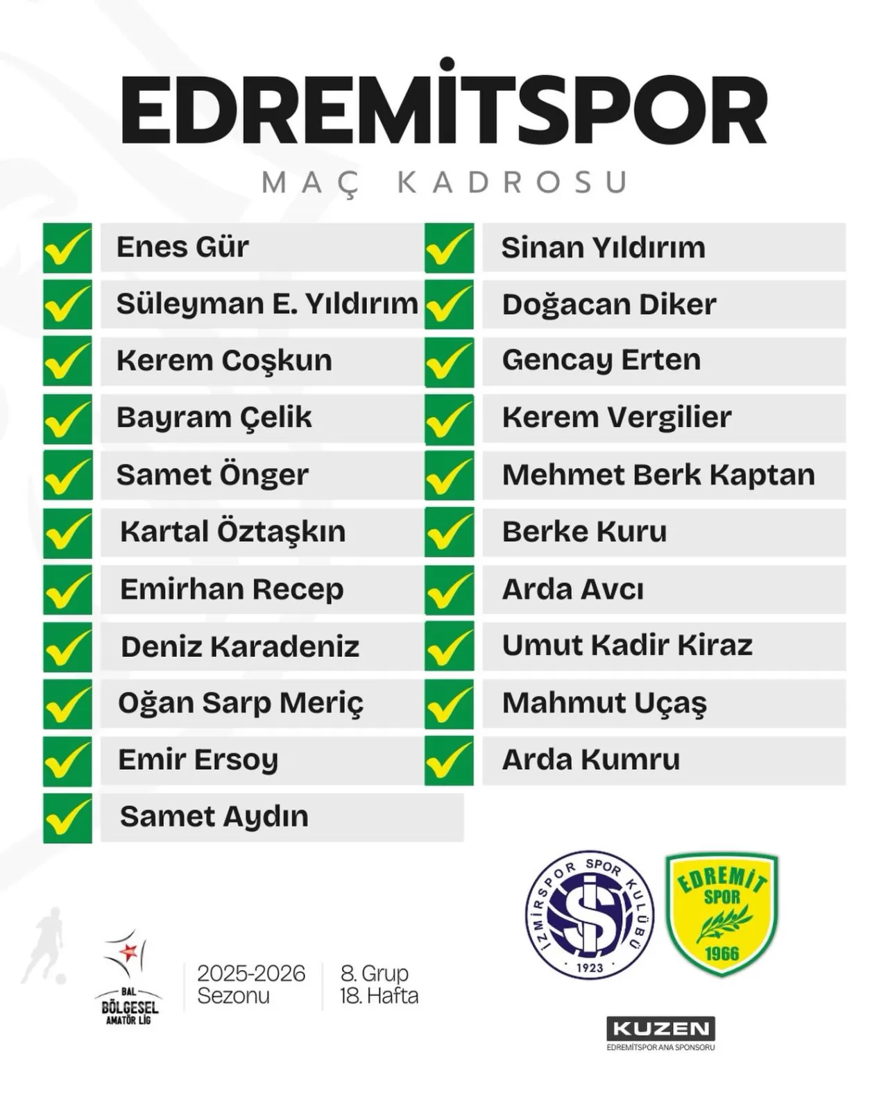 Edremitspor, İzmirspor Karşılaşmasına Hazır