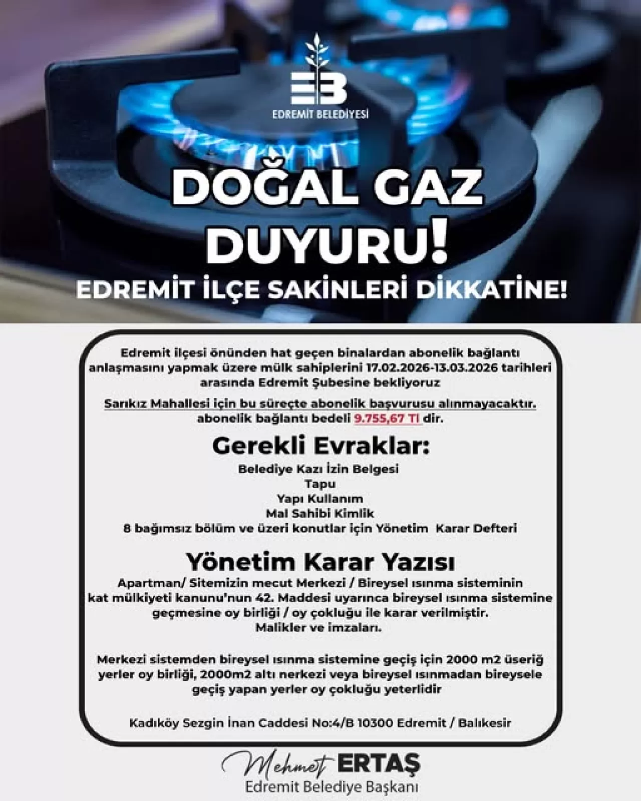 Balıkesir Edremit'te Doğalgaz Hizmeti Aksa Doğalgaz'a Devredildi