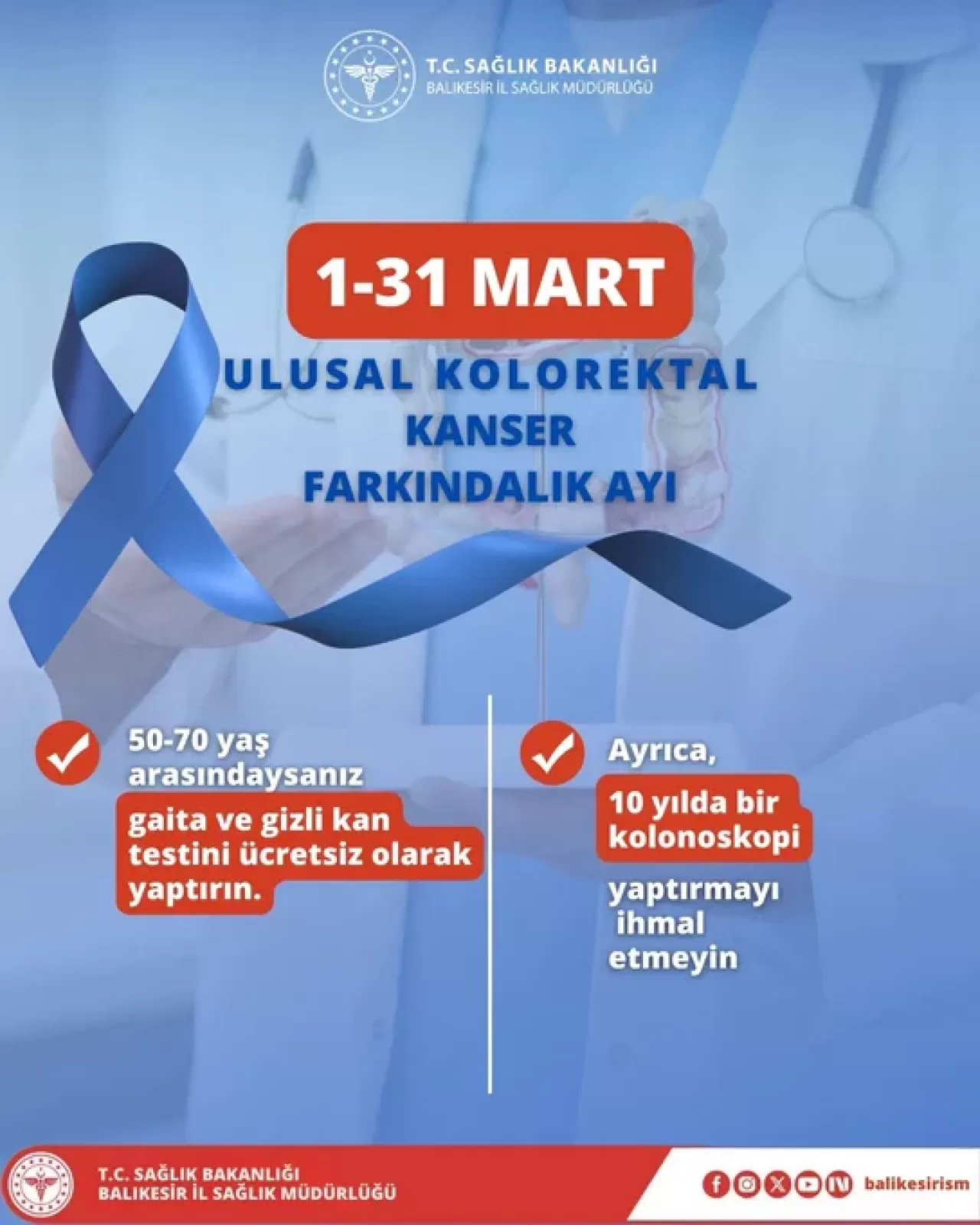 Balıkesir'de Kolorektal Kanser Farkındalık Ayı'nda Erken Tanı Vurgusu