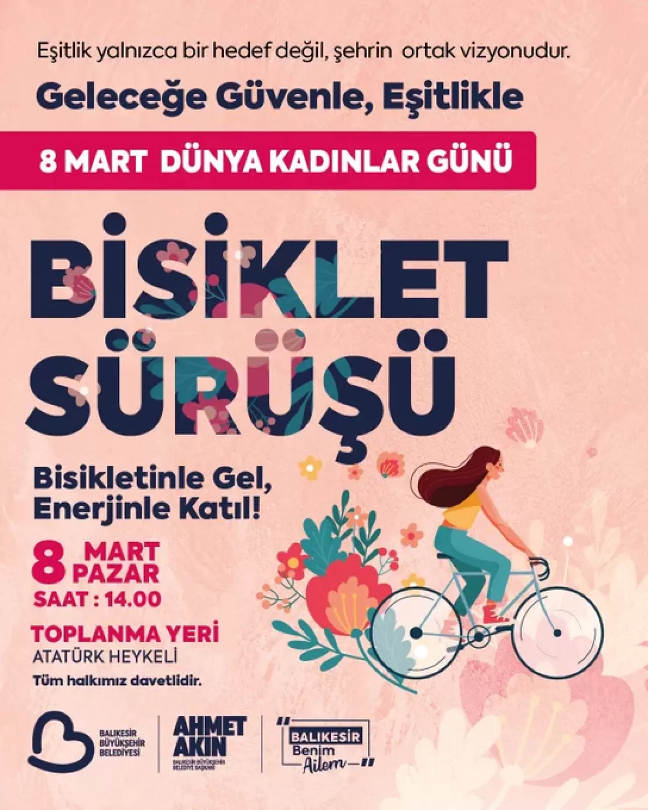 Balıkesir'de 8 Mart Dünya Kadınlar Günü'nde Bisikletli Dayanışma