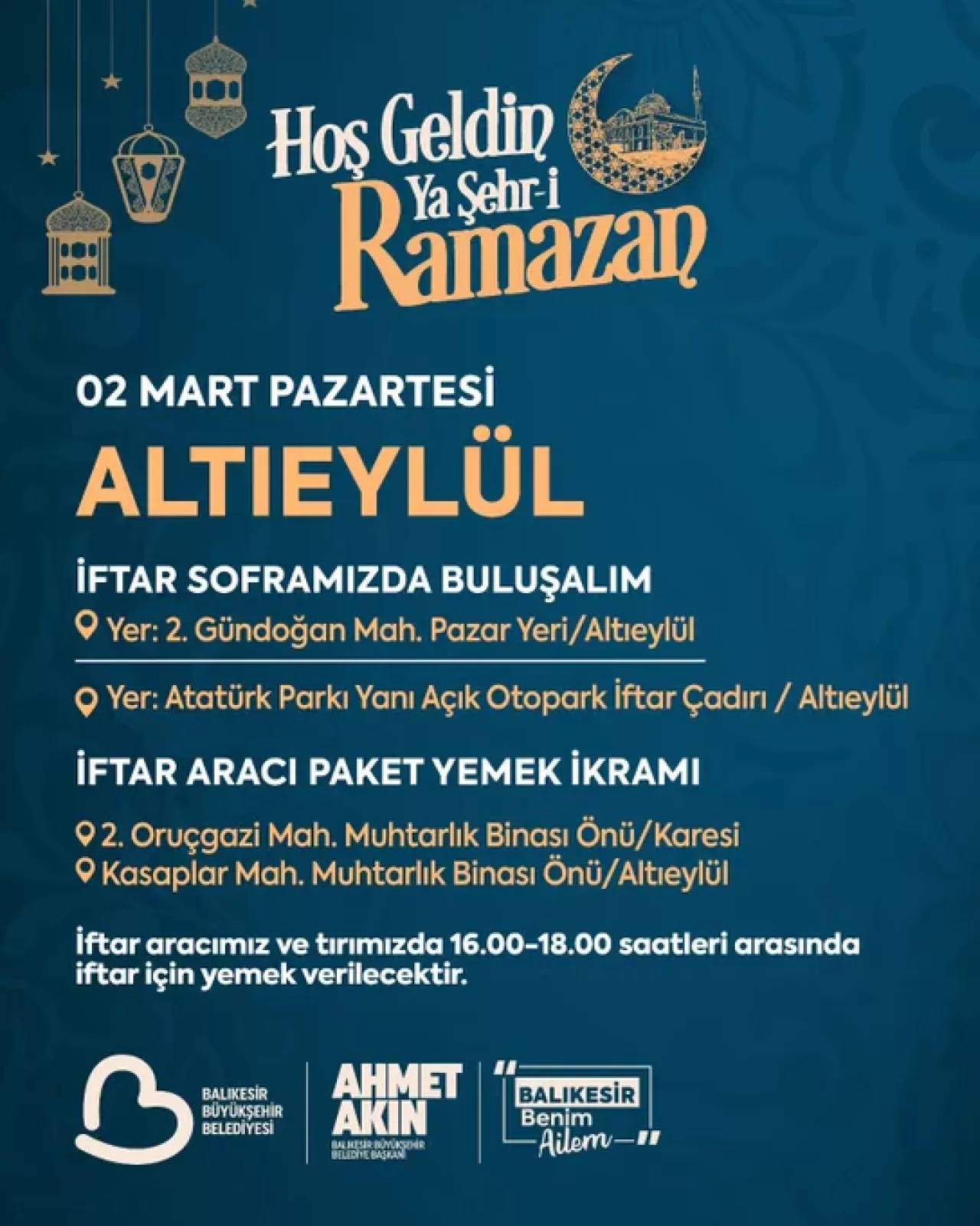 Balıkesir'de Ramazan İftar Sofrası Kuruluyor