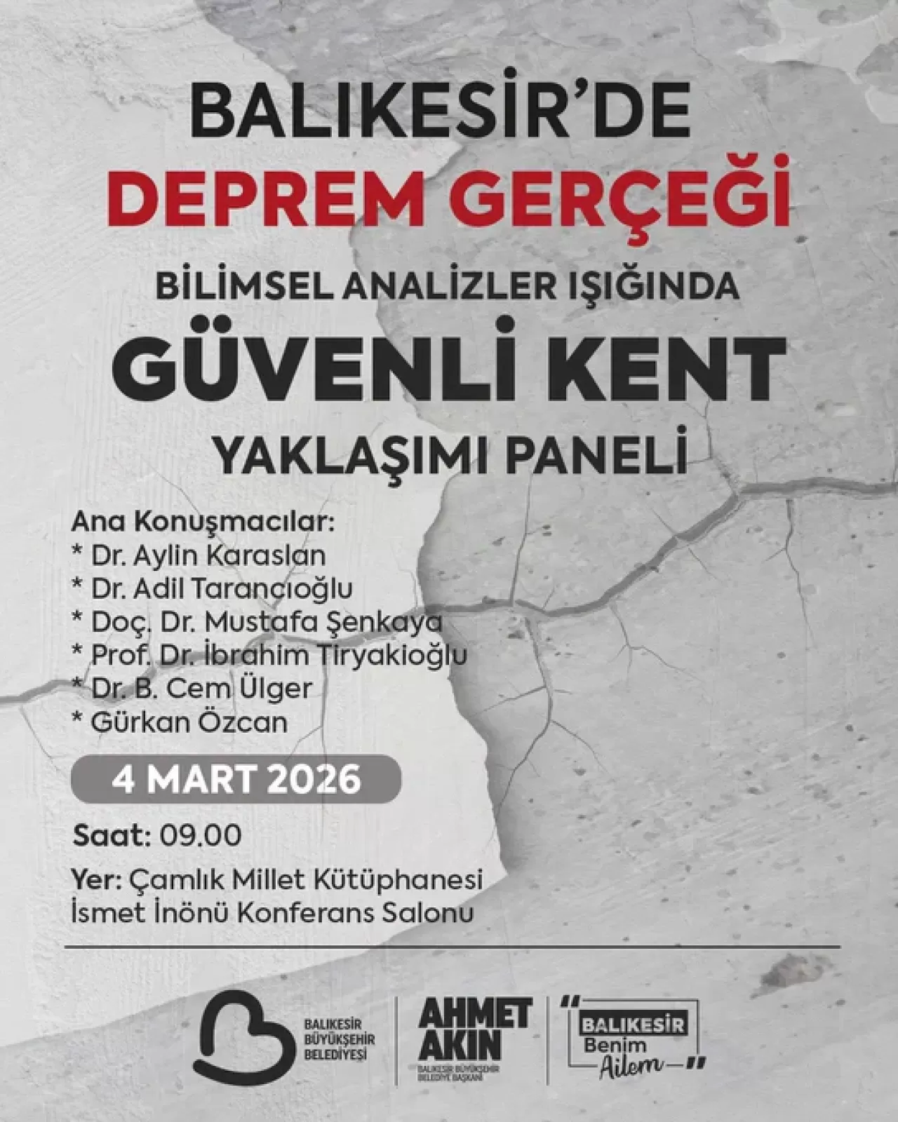 Balıkesir'de Deprem Gerçeği ve Güvenli Kent Paneli Düzenleniyor