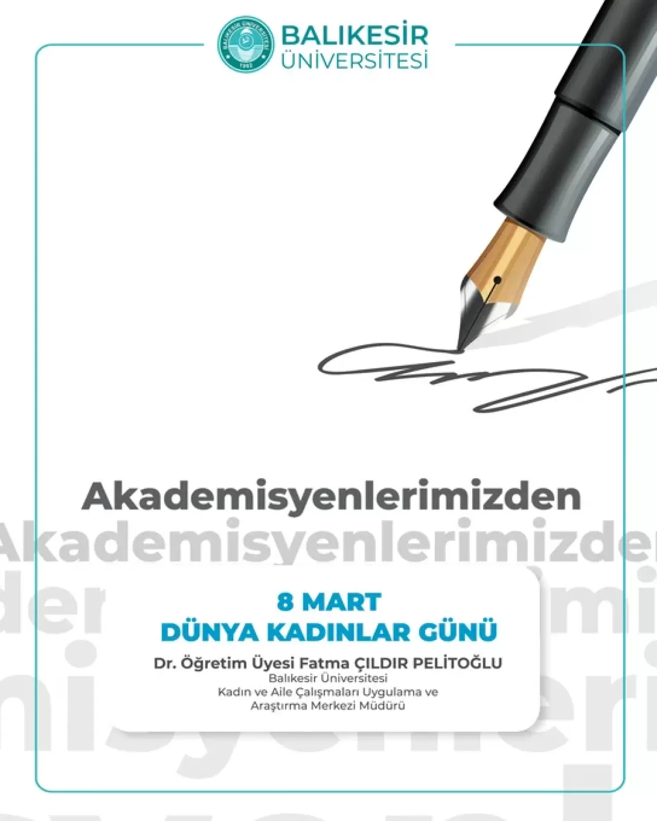 Balıkesir Üniversitesi'nden 8 Mart Mesajı: Kadın ve Aile Çalışmaları Merkezi Müdürü Konuştu