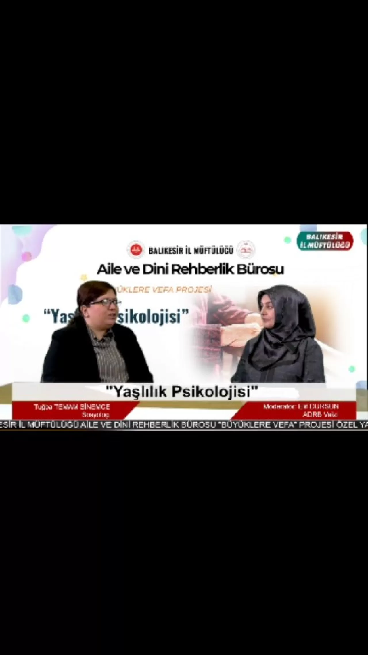 Balıkesir'de "Büyüklere Vefa" Projesi Kapsamında Yaşlılık Psikolojisi Yayını
