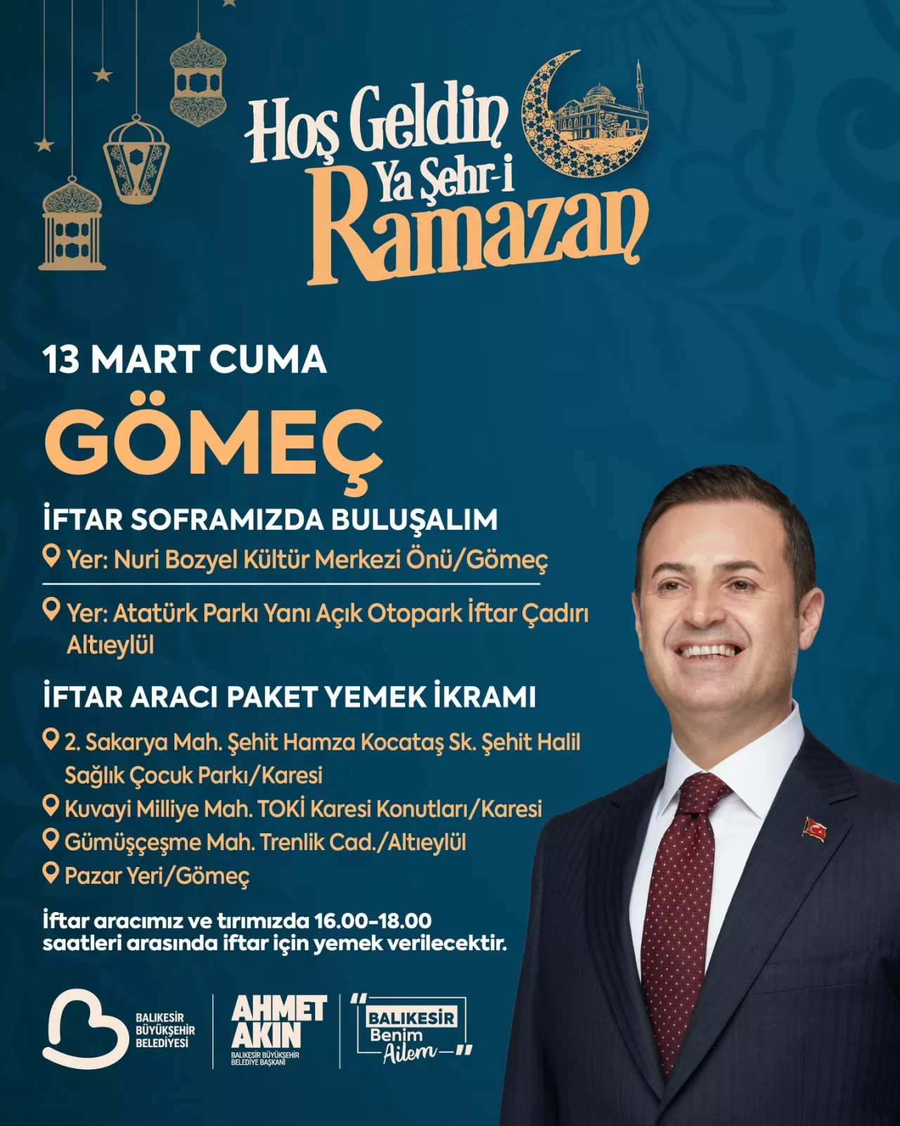 Başkan Akın, Gömeç'teki Toplu İftara Tüm Hemşehrileri Davet Etti