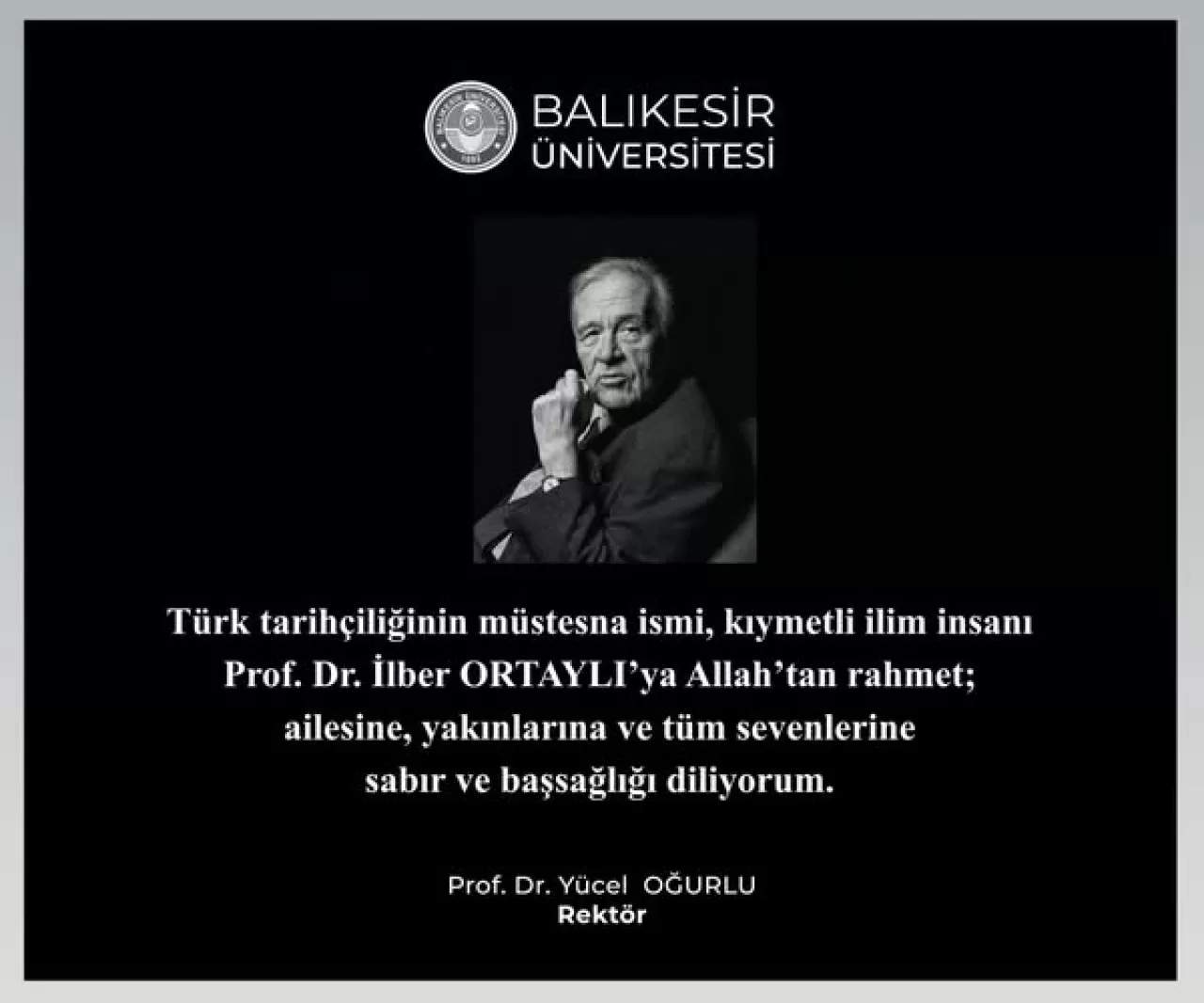 Balıkesir Üniversitesi Rektörü'nden Taziye Mesajı
