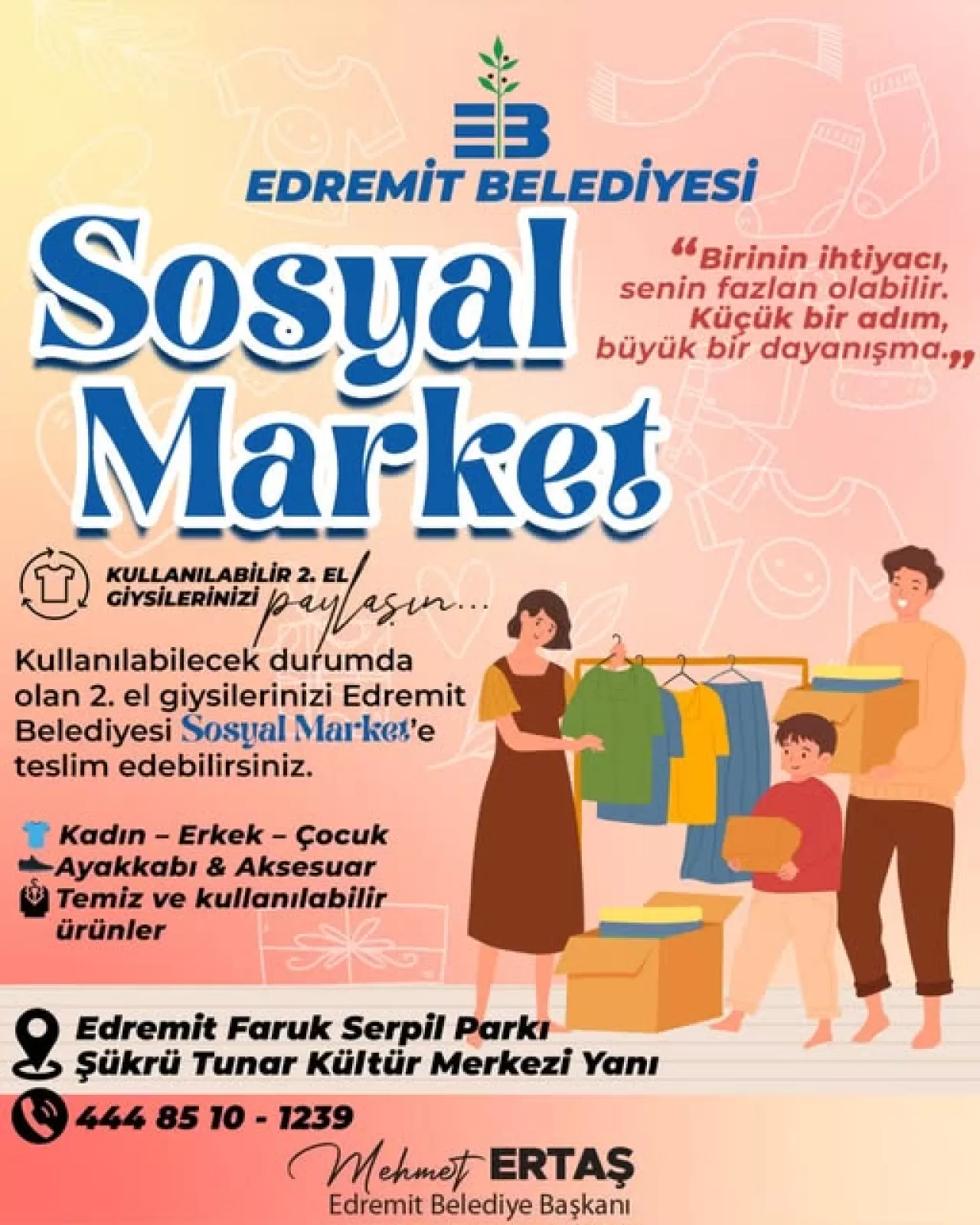 Edremit'te Sosyal Market ile Dayanışma Köprüsü Kuruluyor