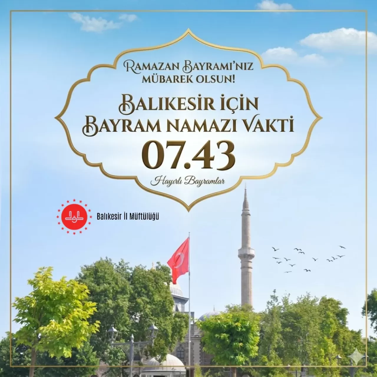 Balıkesir'de Ramazan Bayramı Namazı Vakti Duyuruldu