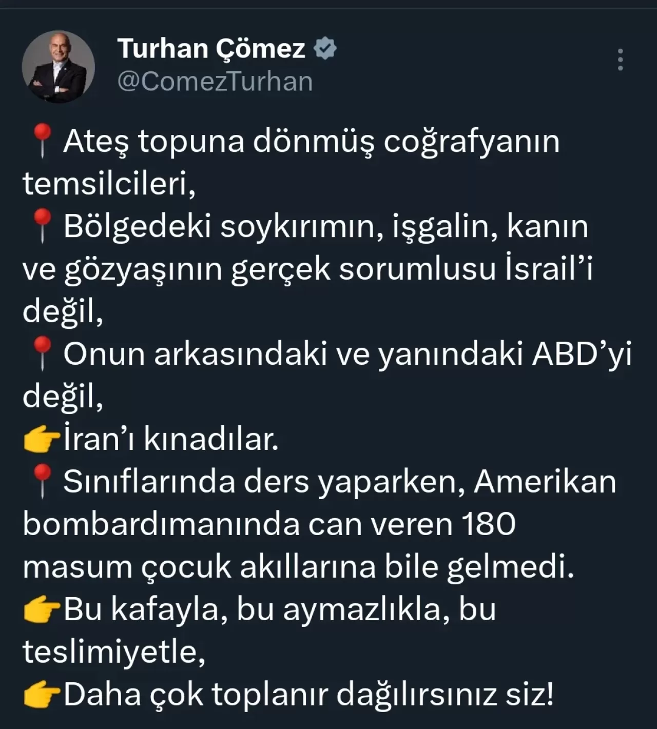 İYİ Partili Çömez'den Sert Eleştiri: "İran'ı Kınayanlar, ABD'nin Vurduğu 180 Çocuğu Unuttu"