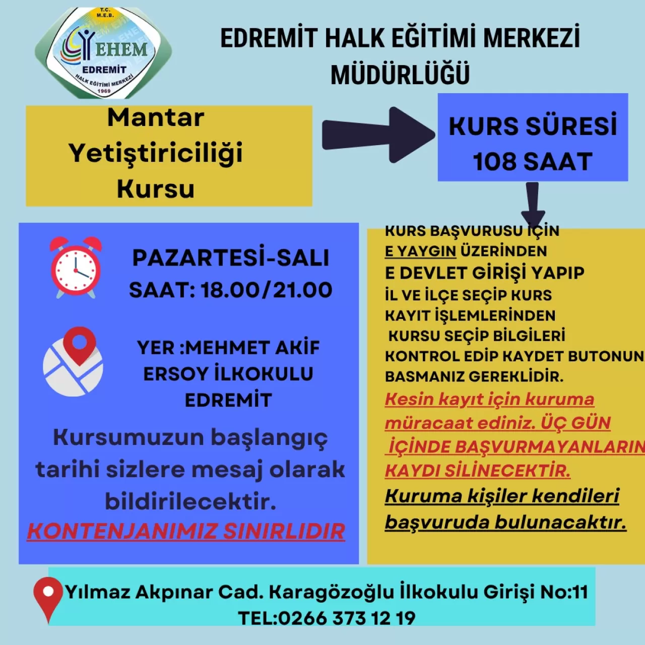 Edremit'te Hayat Boyu Öğrenme Fırsatı: Yeni Kurslar Açılıyor