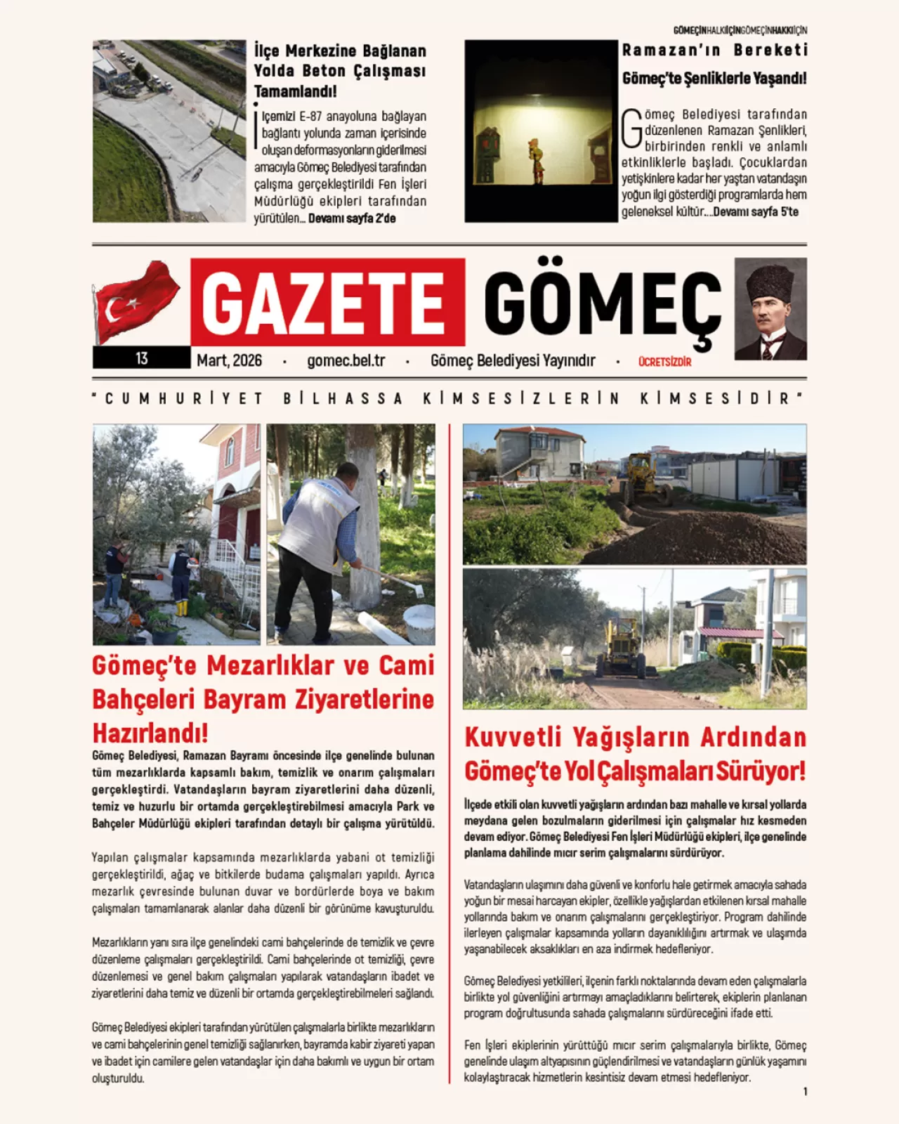 Gazete Gömeç'in 13. Sayısı Çıktı