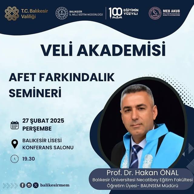 Balıkesir'de Afet Farkındalık Semineri Düzenleniyor
