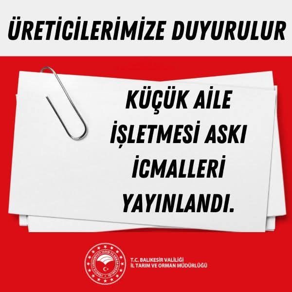 Küçük Aile İşletmeleri İcmalleri Yayınlandı