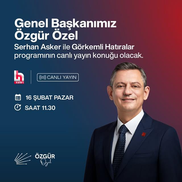 CHP Lideri Özgür Özel Halk TV'de Canlı Yayına Katılacak