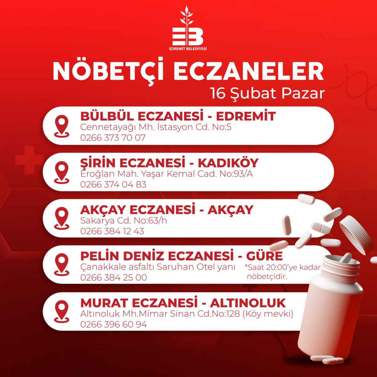 Edremit'te 'Nöbetçi Eczaneler' Hizmeti Başladı