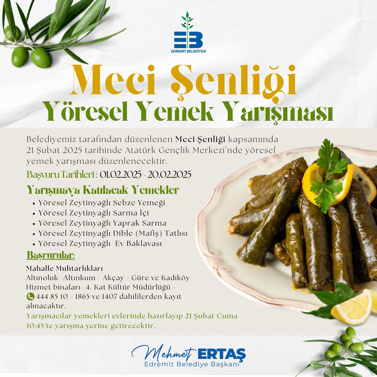 Meci Şenliği Yöresel Yemek Yarışması Başvuru Süresi Uzatıldı