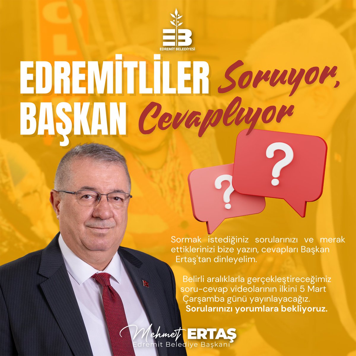 Başkan Mehmet Ertas Edremitlilerle Dijital Platformda Buluşuyor