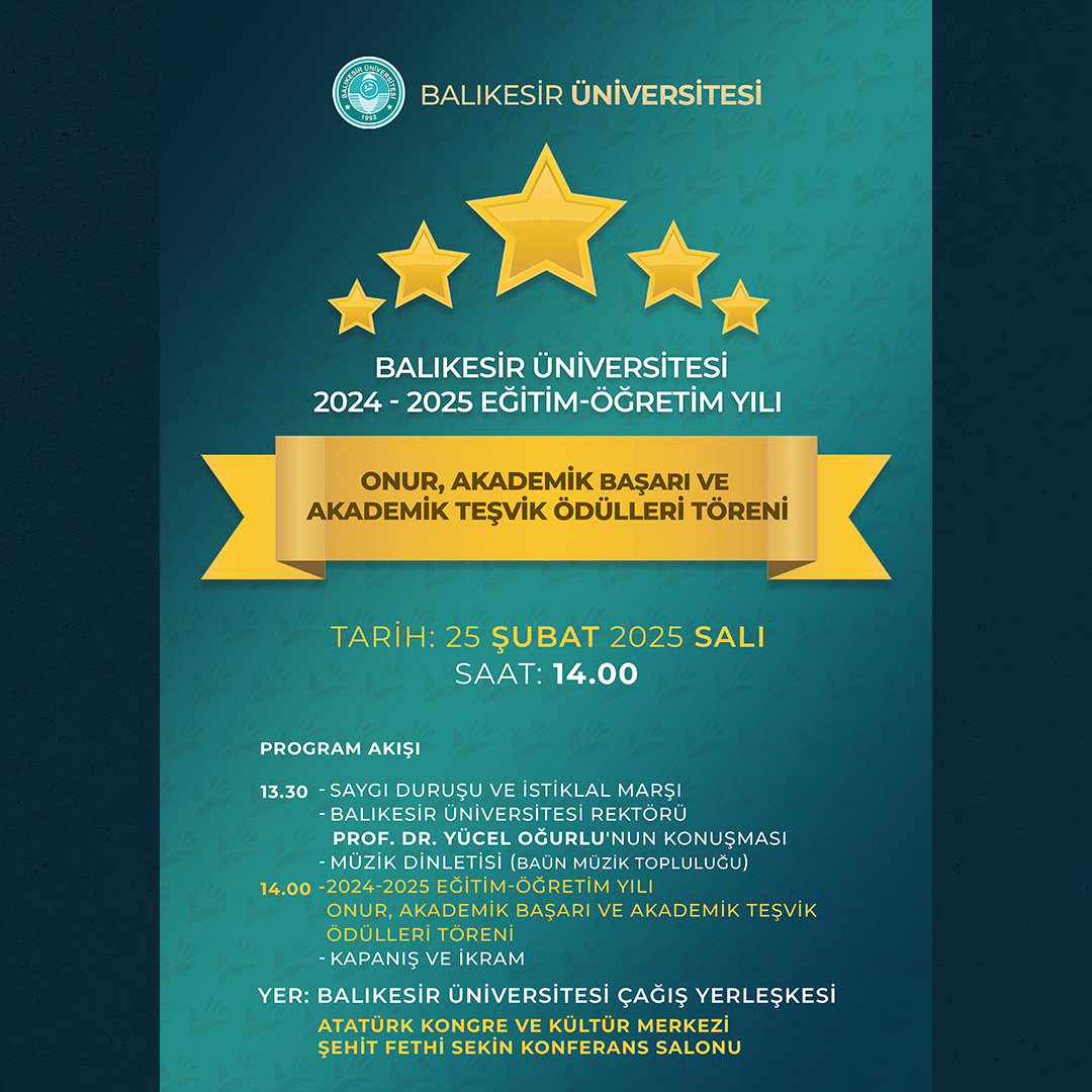 Balıkesir Üniversitesi'nde Öğrenciler ve Akademisyenler Ödüllendirildi