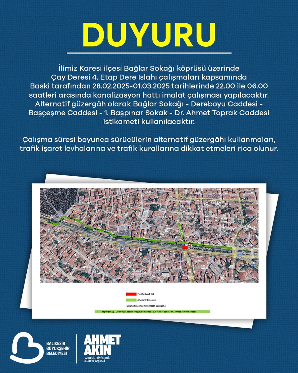 Balıkesir Karesi'de Gece Kanalizasyon Çalışmaları Başlıyor