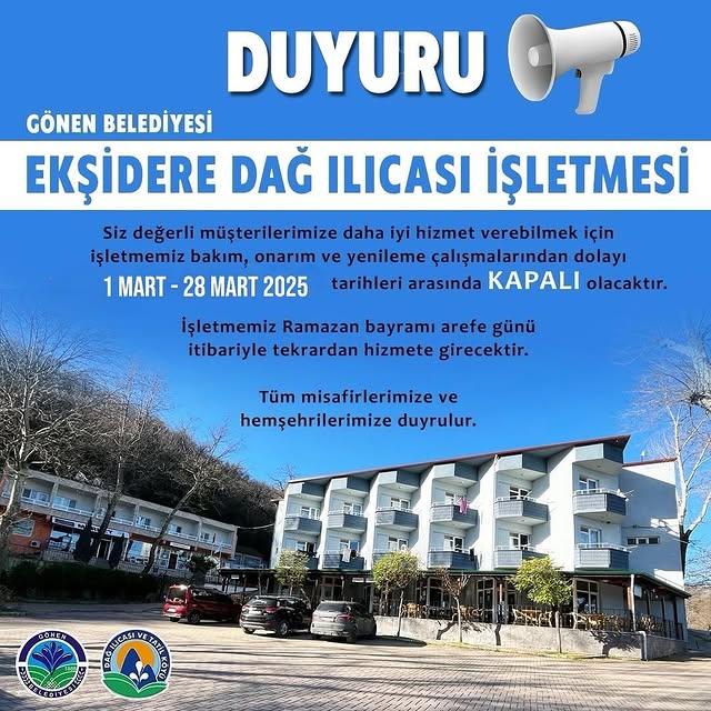 Ekşidere Dağ Ilıcası, Bakım Çalışmaları Nedeniyle Geçici Süreyle Kapalı