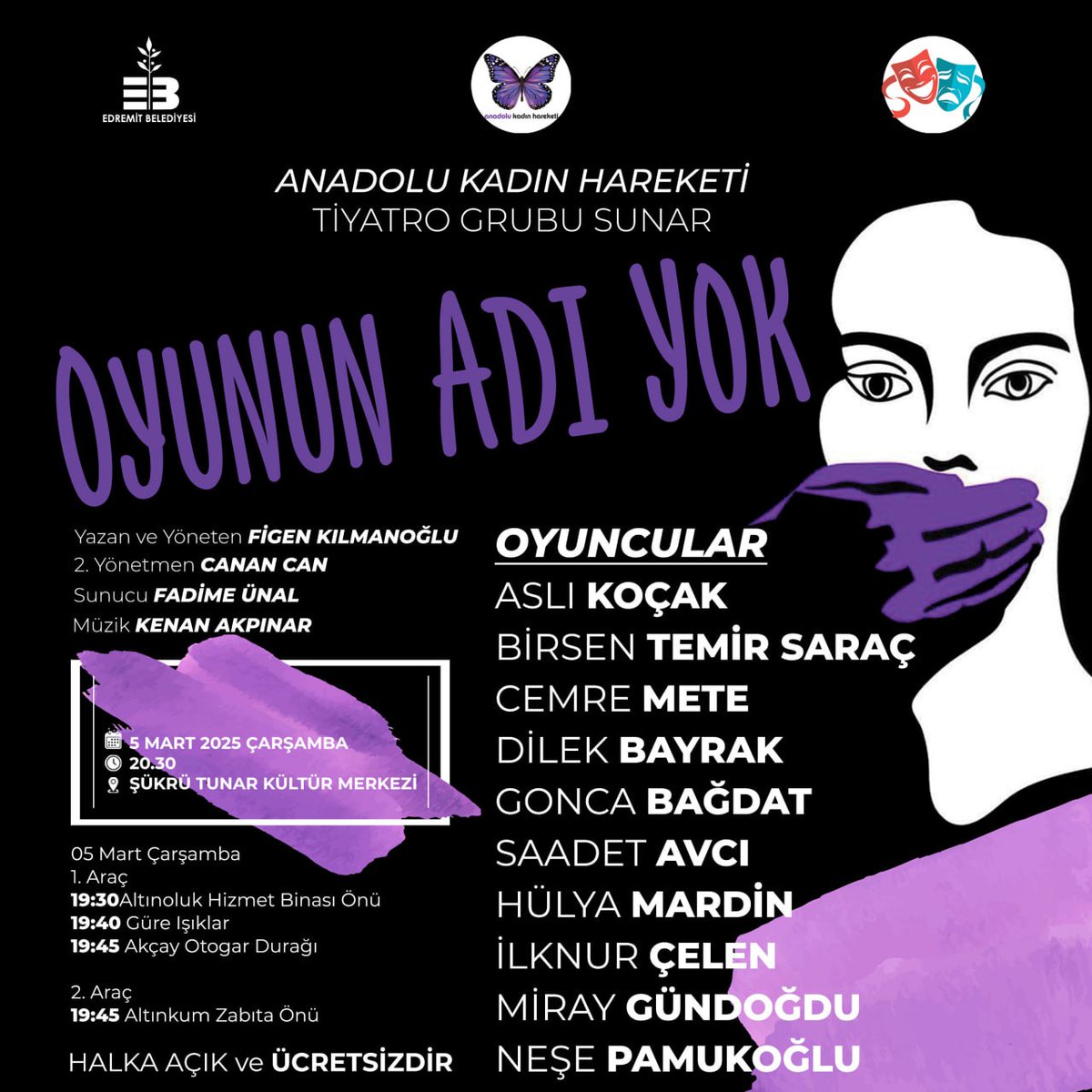 Edremit'te Anadolu Kadı Hareketi Tiyatrosu'ndan Ücretsiz Tiyatro Keyfi