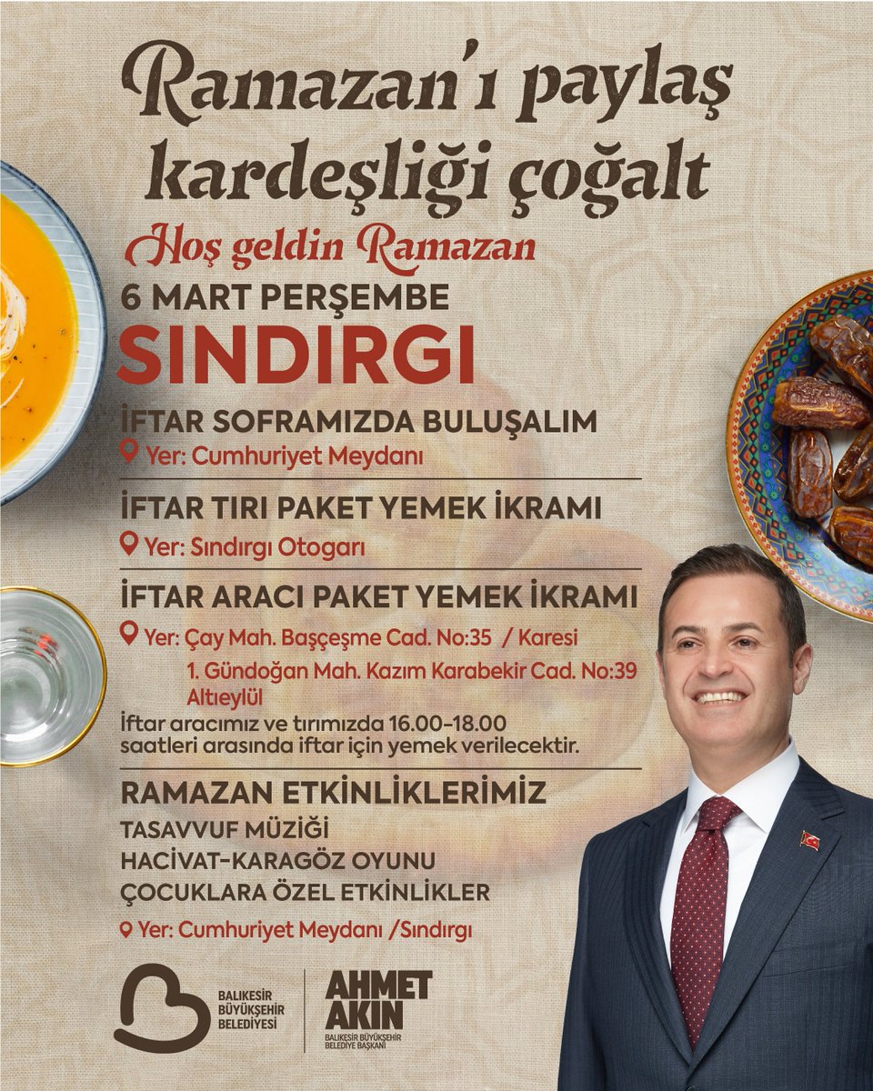 Balıkesir Büyükşehir Belediyesi'nden Ramazan Ayı Etkinlikleri