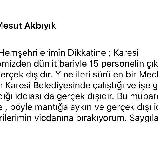 Karesi Belediyesi'nden İşten Çıkarma İddialarına Yanıt