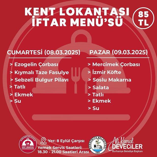 Burhaniye Belediyesi'nden Hafta Sonu İftar Menüsü