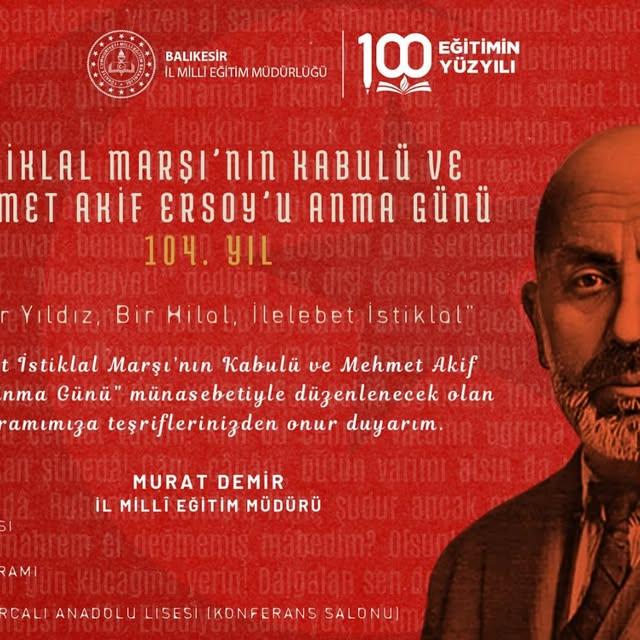 Balıkesir'de İstiklâl Marşı'nın Kabulü ve Mehmet Akif Ersoy Anma Günü Kutlandı