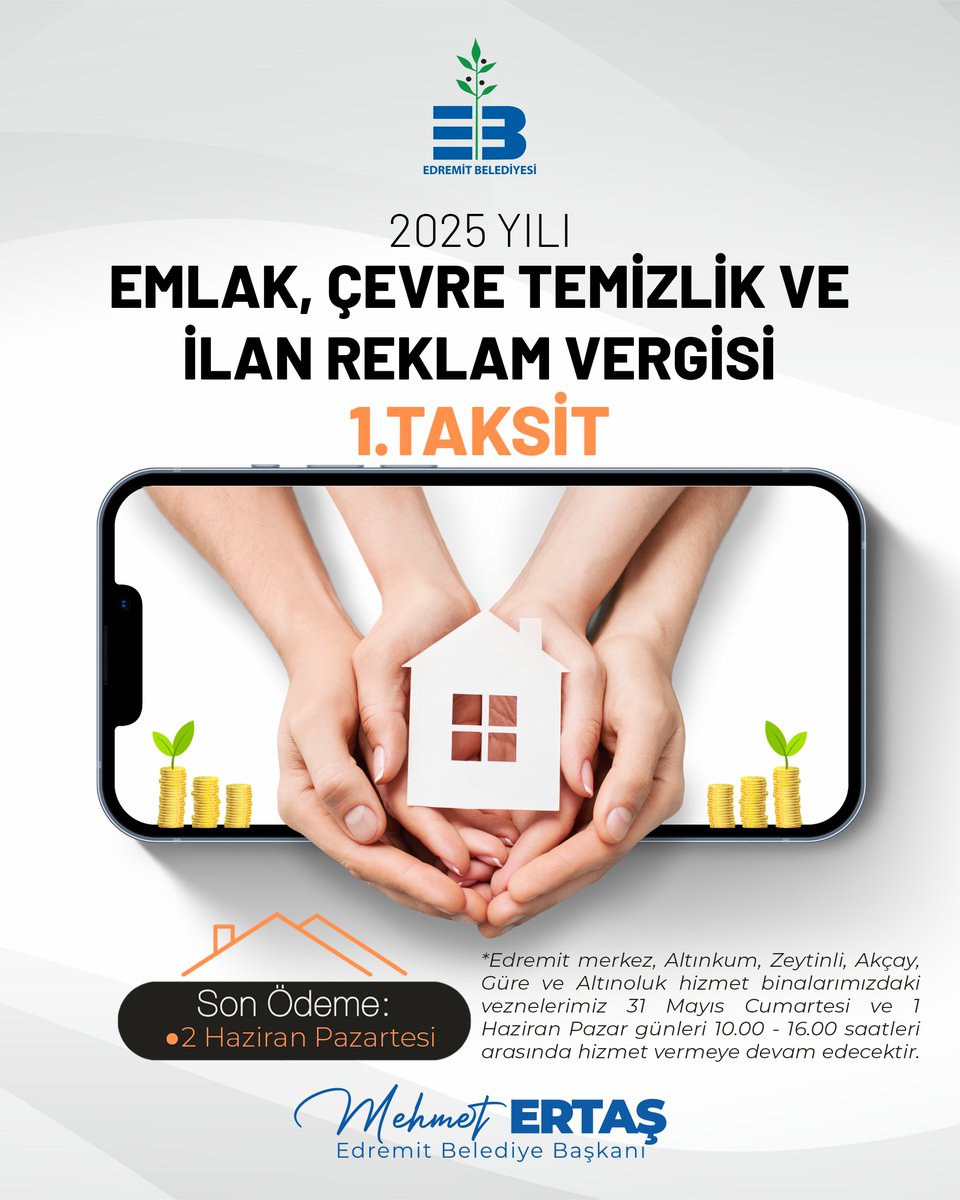Edremit Belediyesi Emlak Vergisi 1. Taksit Ödeme Tarihleri Duyuruldu
